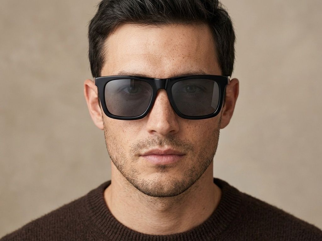 Rectangular Black Acetate Sunglasses #BS2012-2676