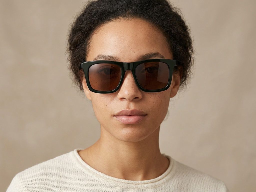 Rechteckige grüne Acetat-Sonnenbrille #BS2012-2678