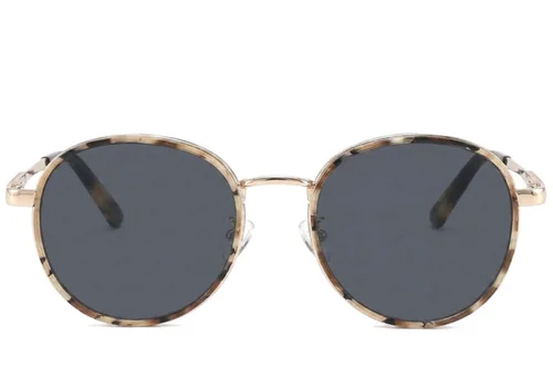 Lunettes de soleil ovales en métal écaille de tortue #BS2012-2686