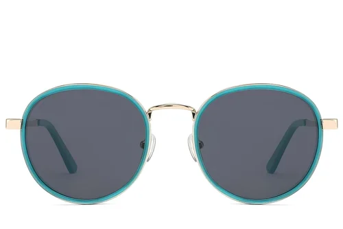 Lunettes de soleil ovales en métal bleu #BS2012-2688