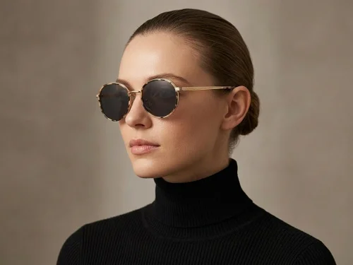 Lunettes de soleil ovales en métal écaille de tortue #BS2012-2689