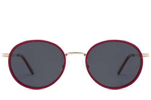 Lunettes de soleil ovales en métal rouge #BS2012-2690
