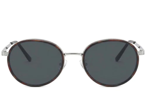 Lunettes de soleil ovales en métal écaille de tortue #BS2012-2691
