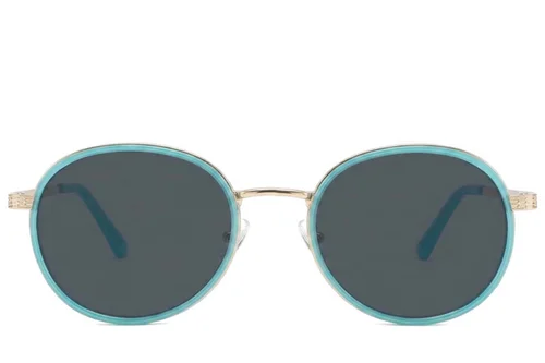 Lunettes de soleil ovales en métal bleu #BS2012-2692