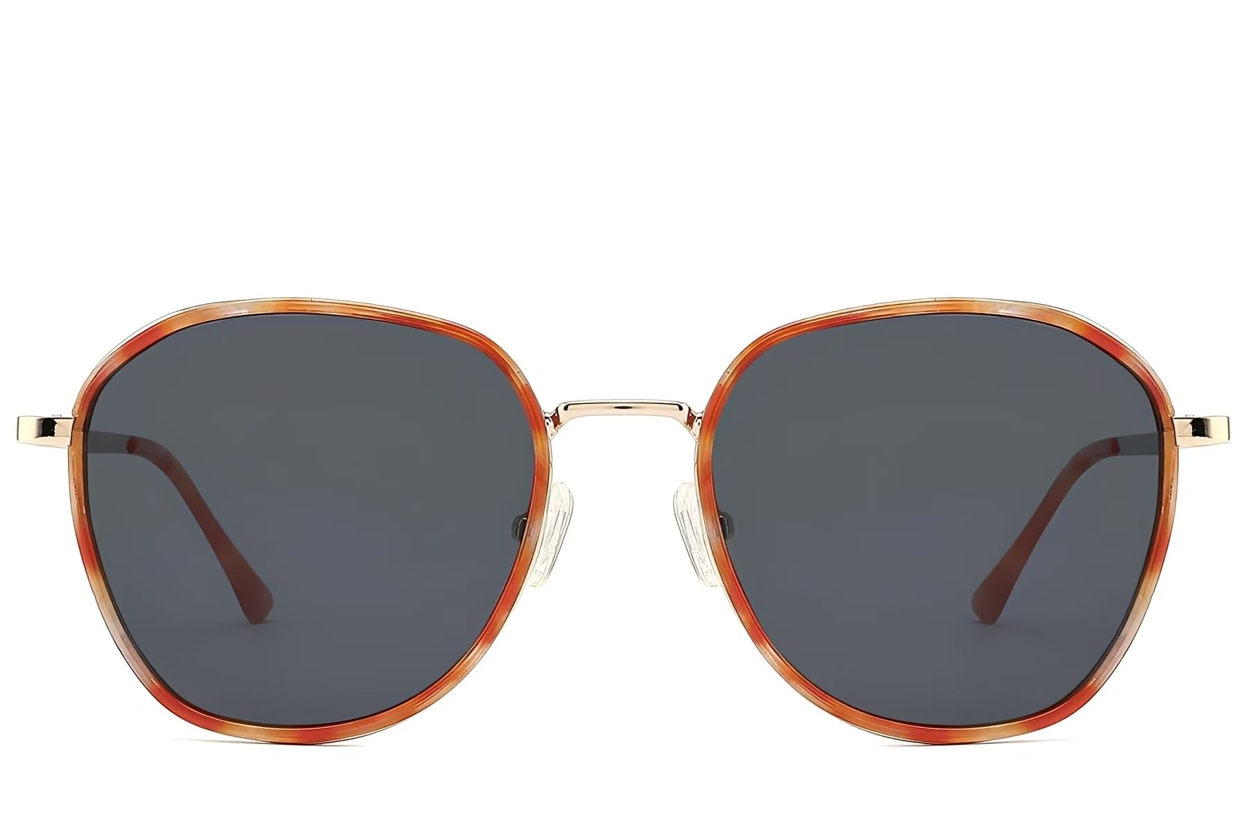 Gafas de sol ovaladas de metal con efecto carey #BS2012-2694