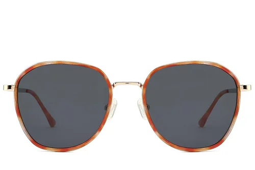 Lunettes de soleil ovales en métal écaille de tortue #BS2012-2694