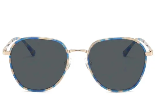 Lunettes de soleil ovales en métal bleu #BS2012-2695