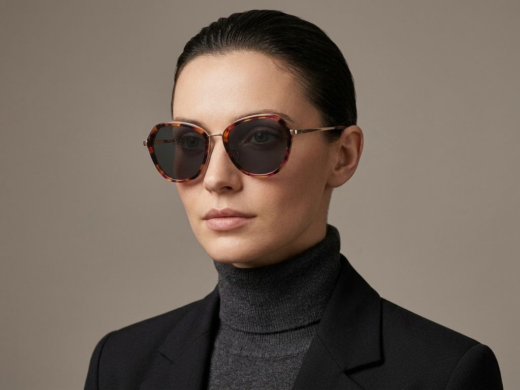Lunettes de soleil géométriques en métal écaille de tortue #BS2012-2697