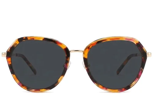 Lunettes de soleil géométriques en métal écaille de tortue #BS2012-2697
