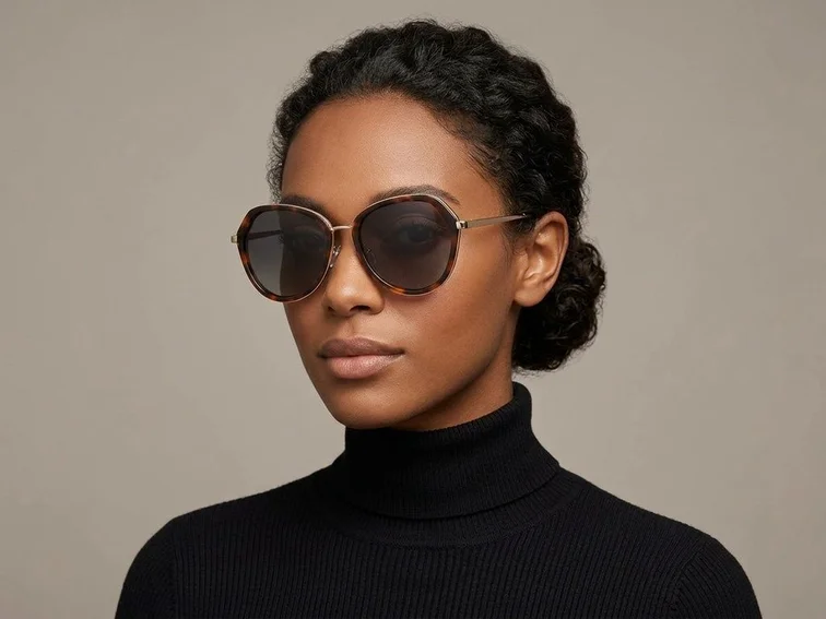 Lunettes de soleil géométriques en métal écaille de tortue #BS2012-2698
