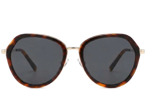 Lunettes de soleil géométriques en métal écaille de tortue #BS2012-2698