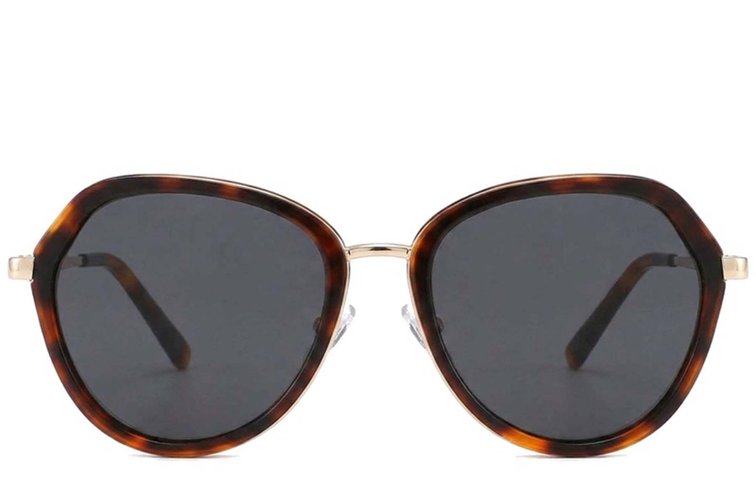 Lunettes de soleil géométriques en métal écaille de tortue #BS2012-2698