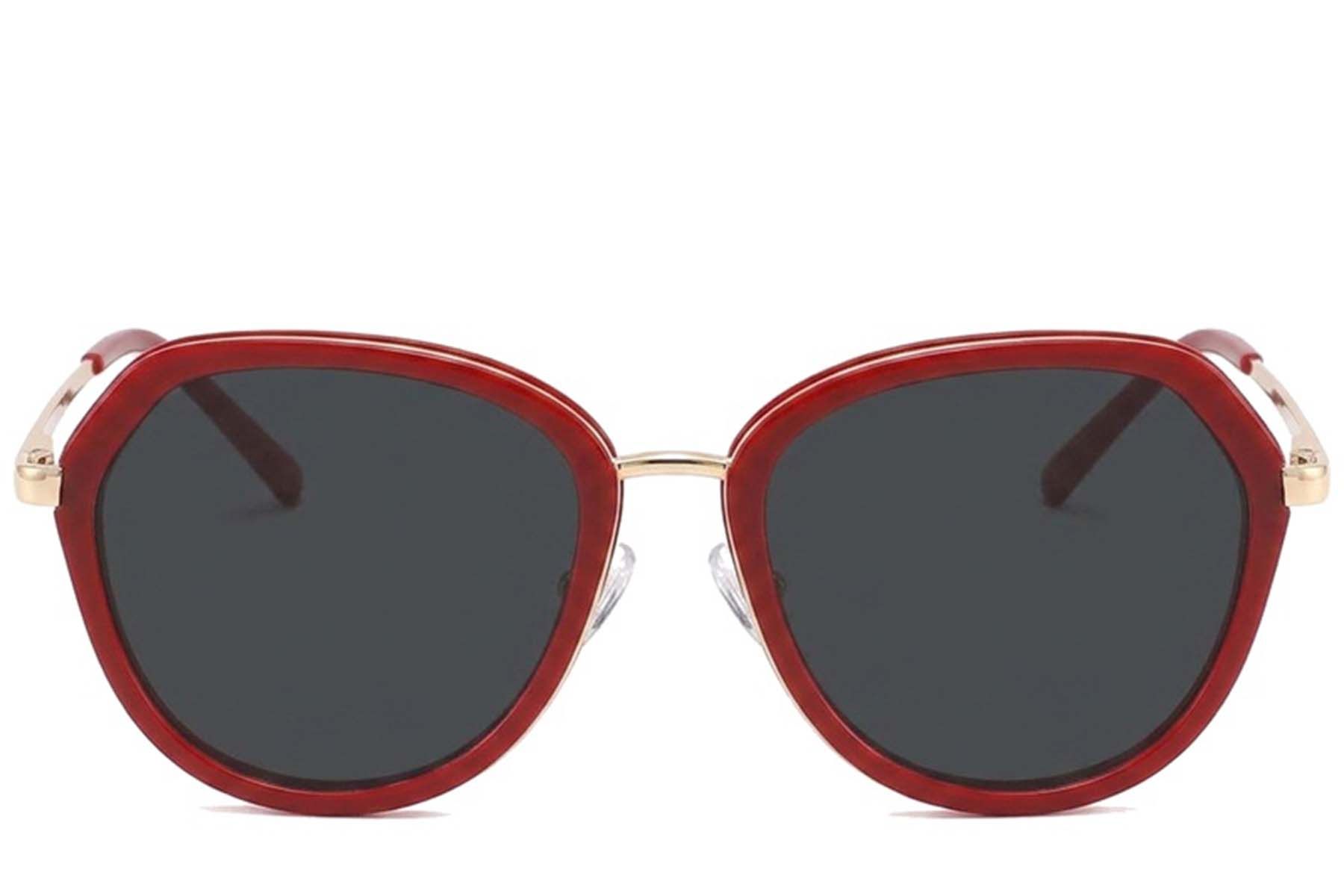 Geometric Red Metal Sunglasses #BS2012-2699