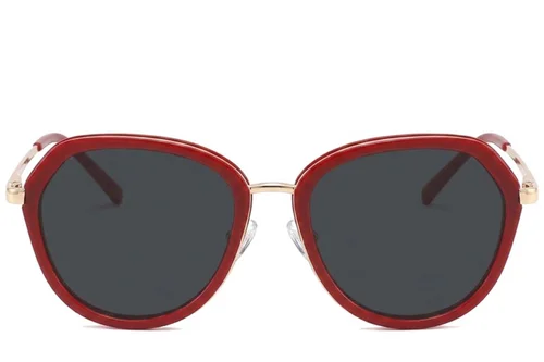 Lunettes de soleil géométriques en métal rouge #BS2012-2699
