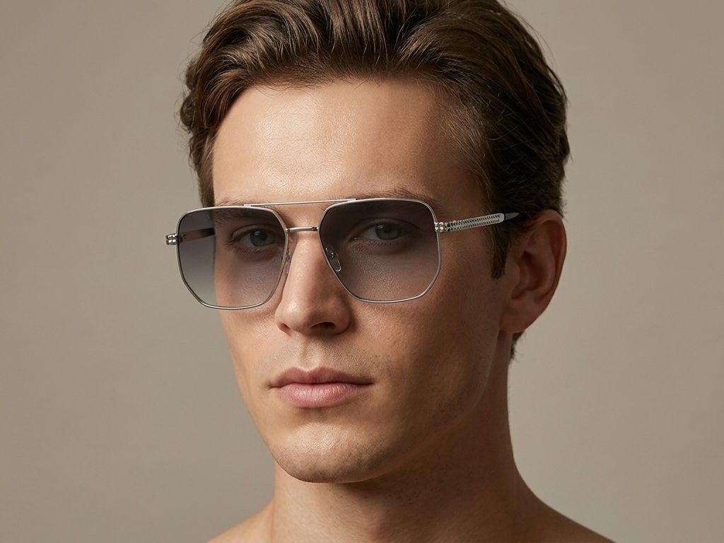 Gafas de sol de aviador de metal plateado #BS2012-2707