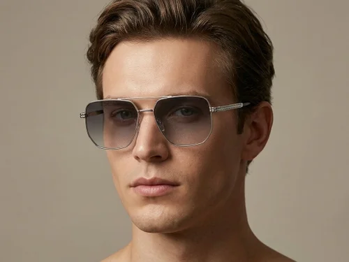 Lunettes de soleil aviateur en métal argenté #BS2012-2707