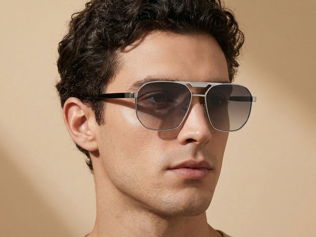 Aviator-Sonnenbrille aus silbernem Metall #BS2012-2710