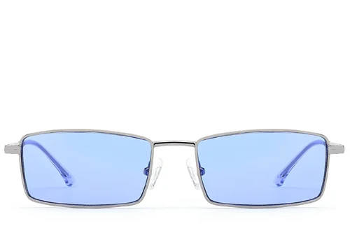 Lunettes de soleil rectangulaires en métal gris #BS2012-2711