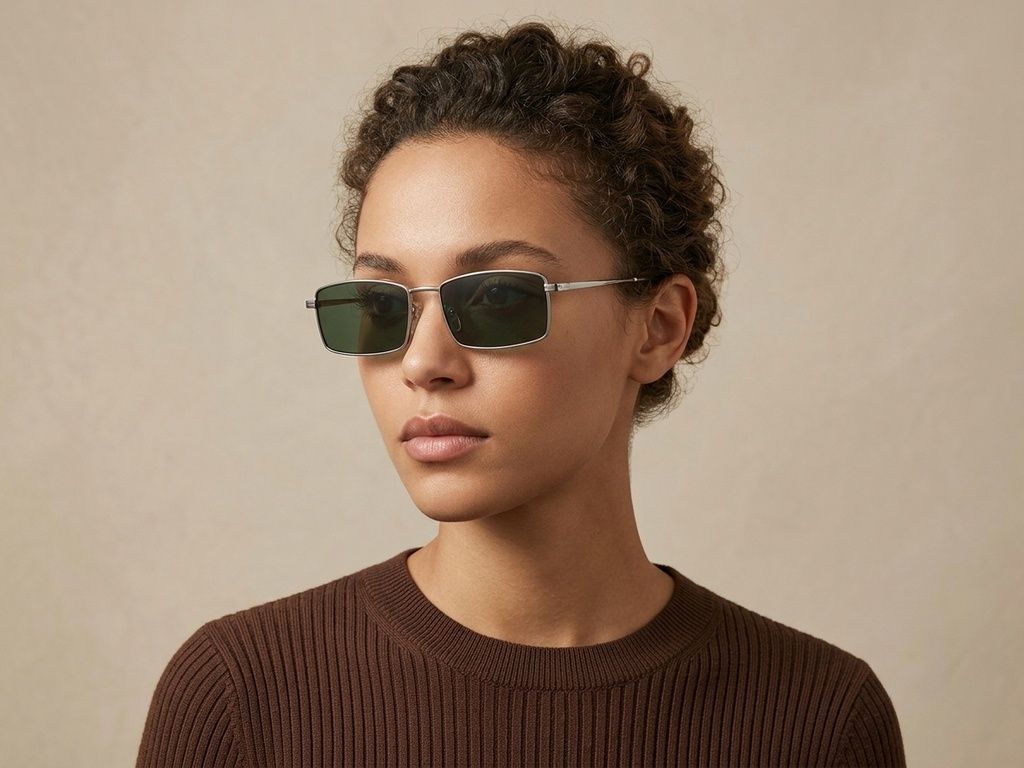 Rectangular Grey Metal Sunglasses #BS2012-2712