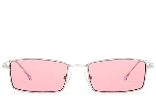Lunettes de soleil rectangulaires en métal argenté #BS2012-2713