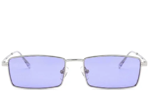 Lunettes de soleil rectangulaires en métal argenté #BS2012-2714