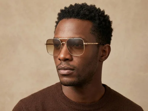 Lunettes de soleil aviateur en métal doré #BS2012-2718