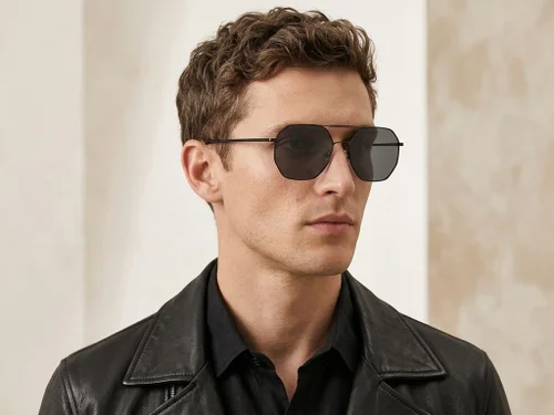 Lunettes de soleil aviateur en métal noir #BS2012-2726