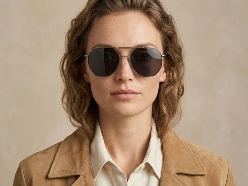 Lunettes de soleil aviateur en métal gris #BS2012-2727