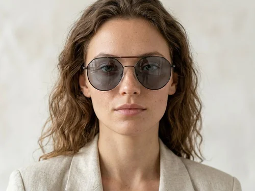 Lunettes de soleil aviateur en métal noir #BS2012-2732