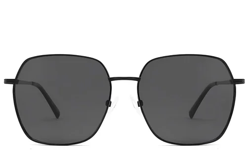 Lunettes de soleil rectangulaires en métal noir #BS2012-2736
