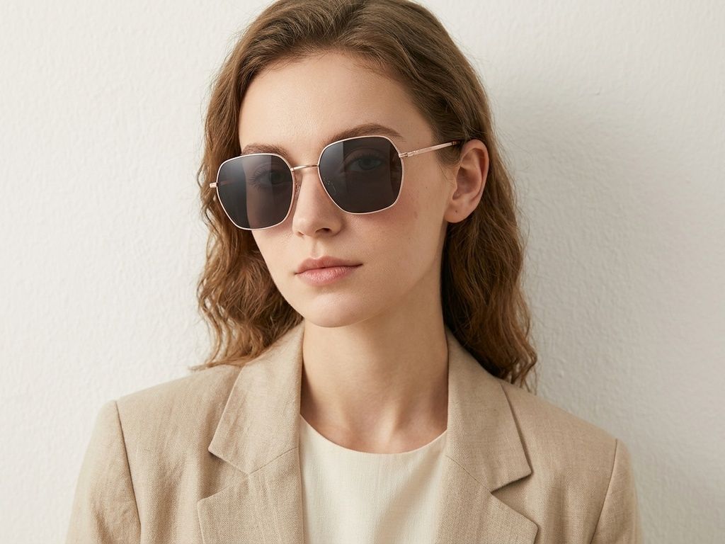 Gafas de sol rectangulares de metal rosa #BS2012-2738