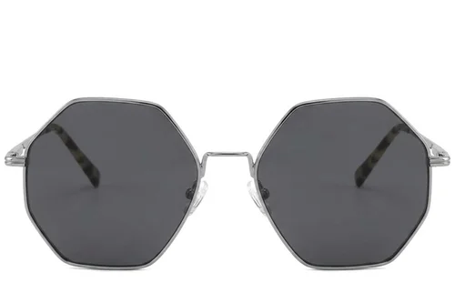 Lunettes de soleil géométriques en métal argenté #BS2012-2741
