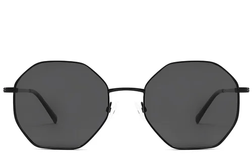 Lunettes de soleil géométriques en métal noir #BS2012-2744