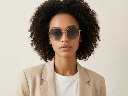 Lunettes de soleil géométriques en métal argenté #BS2012-2745