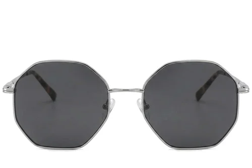 Lunettes de soleil géométriques en métal argenté #BS2012-2745