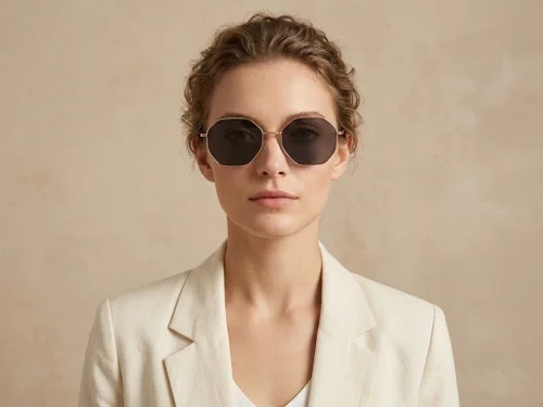 Lunettes de soleil géométriques en métal rose #BS2012-2746