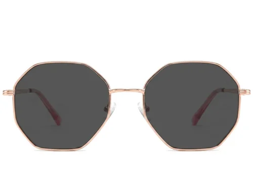 Lunettes de soleil géométriques en métal rose #BS2012-2746