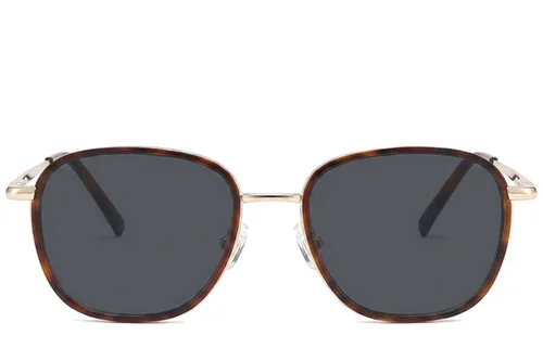 Lunettes de soleil rectangulaires en métal écaille de tortue #BS2012-2749