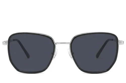Lunettes de soleil géométriques en métal noir #BS2012-2750