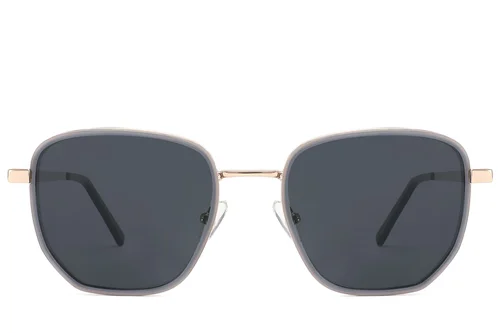 Lunettes de soleil géométriques en métal gris #BS2012-2751