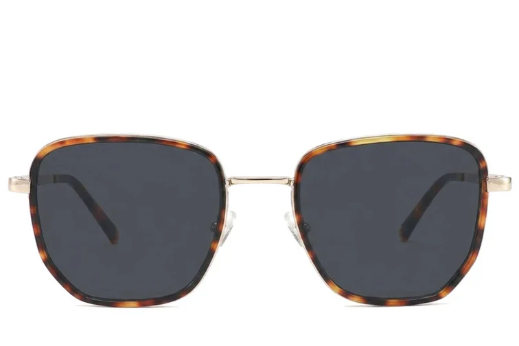 Geometric Tortoiseshell Metal Sunglasses #BS2012-2752