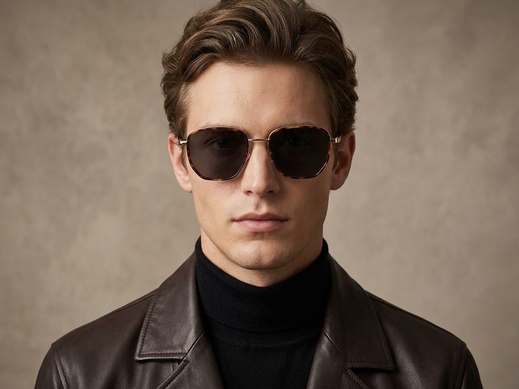 Geometric Tortoiseshell Metal Sunglasses #BS2012-2752