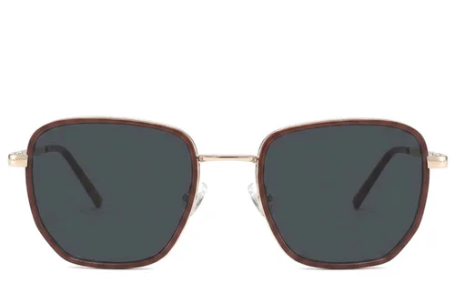 Lunettes de soleil géométriques en métal marron #BS2012-2753
