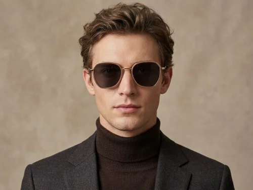 Lunettes de soleil géométriques en métal marron #BS2012-2755