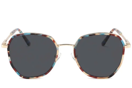 Lunettes de soleil géométriques en métal écaille de tortue #BS2012-2756