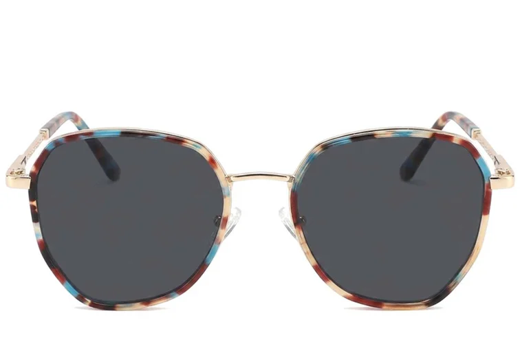 Geometric Tortoiseshell Metal Sunglasses #BS2012-2756