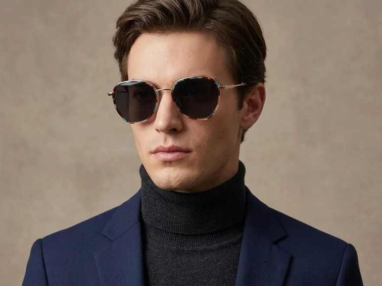 Geometric Tortoiseshell Metal Sunglasses #BS2012-2756