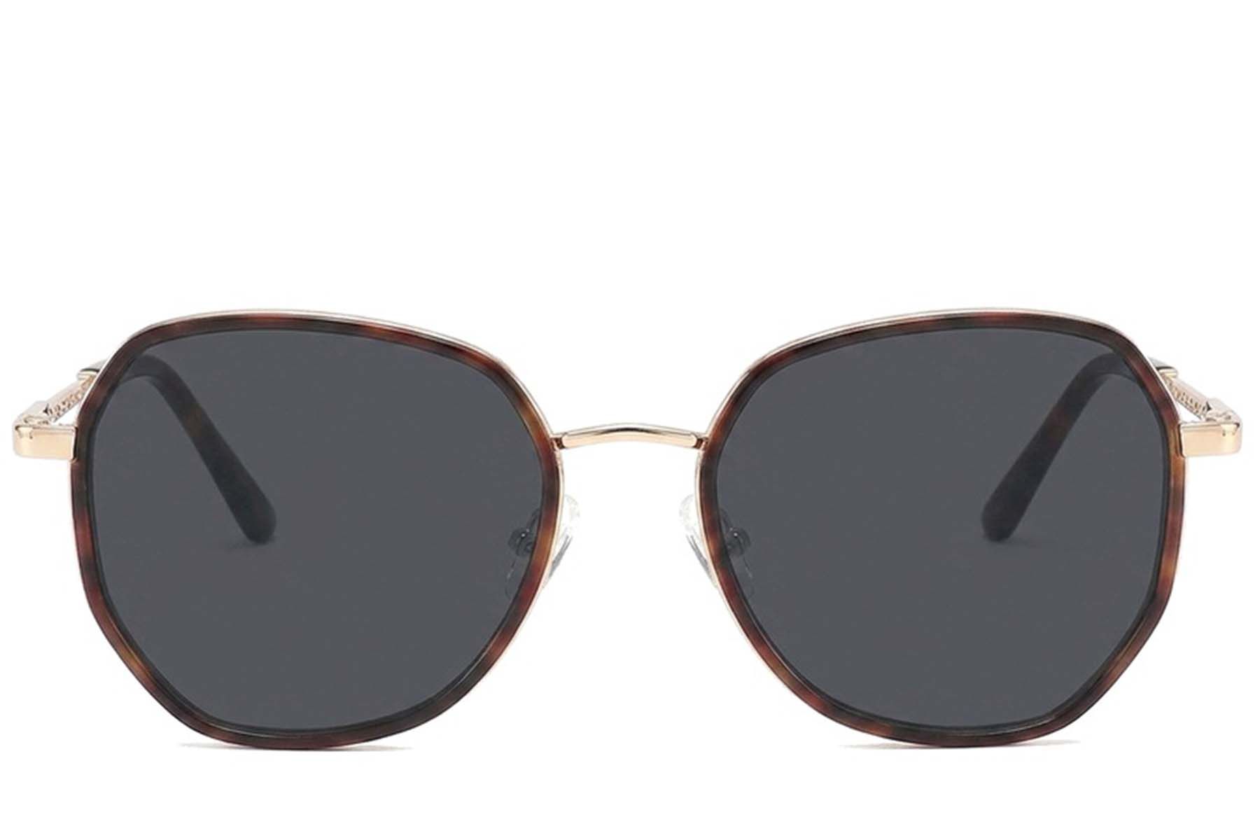 Geometric Tortoiseshell Metal Sunglasses #BS2012-2757