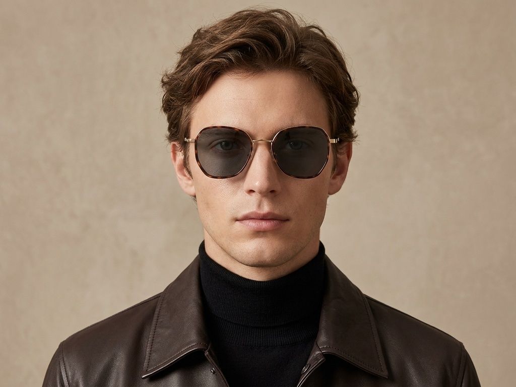 Geometric Tortoiseshell Metal Sunglasses #BS2012-2757