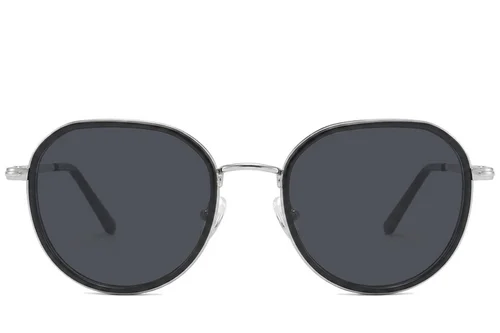 Lunettes de soleil ovales en métal noir #BS2012-2758